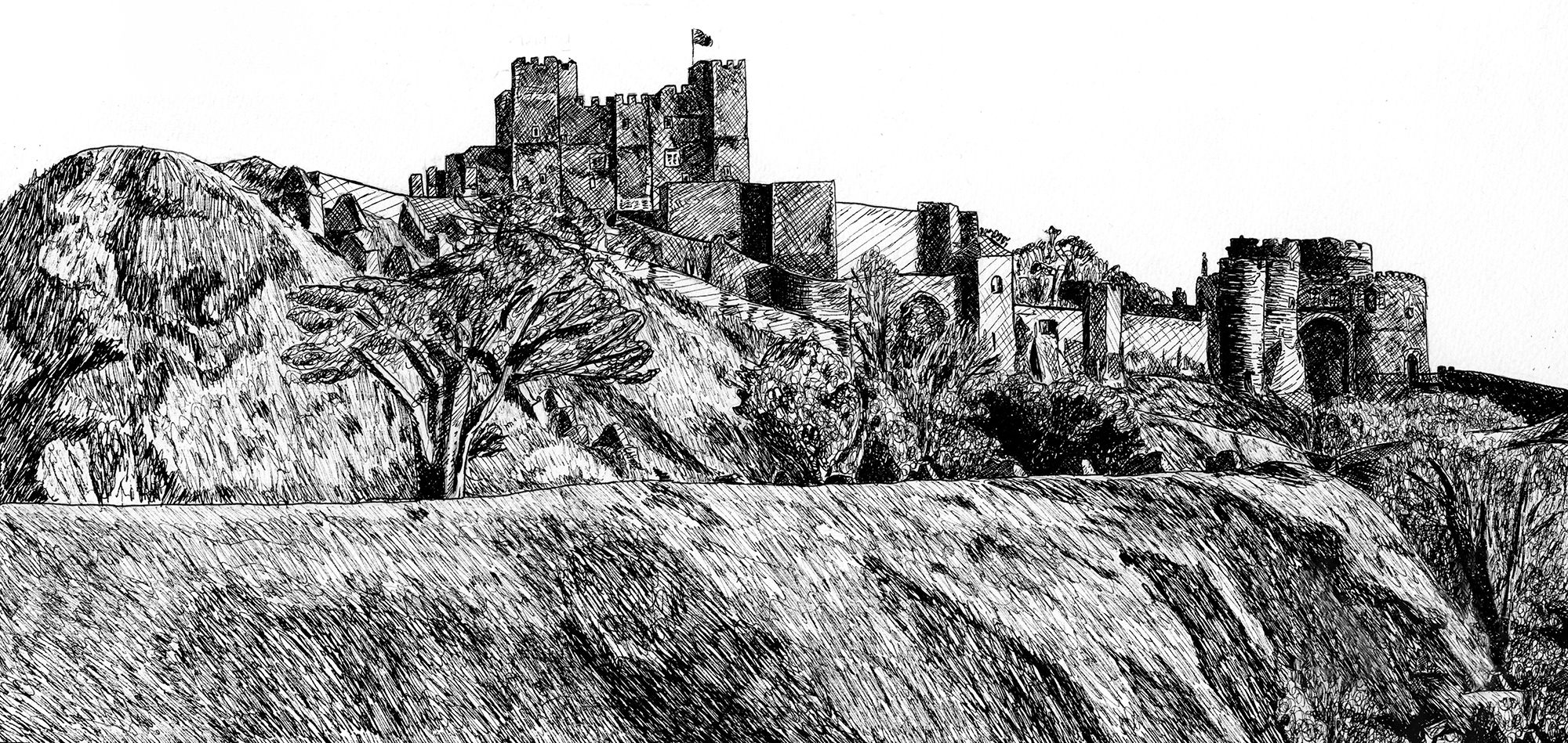 Dover Castle Pen Illustration